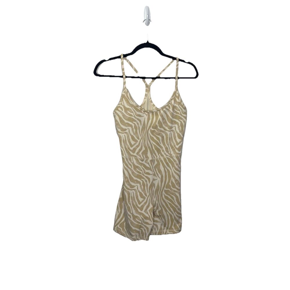 Old Navy Bodysuit Beige Cream Zebra Pull on Activewear Go Dry Size Small Womens